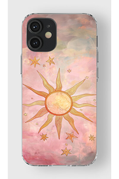 moonset Iphone 12 / 12 Pro Uyumlu Güneş Tasarımlı Baskılı Şeffaf Telefon Kılıfı