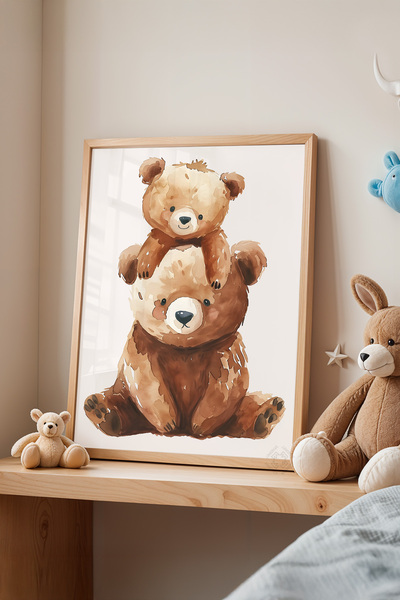 Basquiart Poster cu ramă din lemn pentru camera copiilor, camera bebelușilor,...