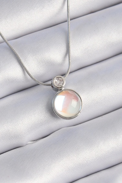 Clariss 316L الصلب الفضة اللون الأبيض بيرليسسينت خمر نموذج قلادة المرأة