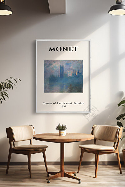 Basquiart Poster înrămat alb din seria Claude Monet, decor de perete pictat N...