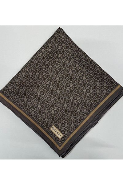 Vakko Eșarfă de mătase Tivil Monogram 41408-Maro închis Camel