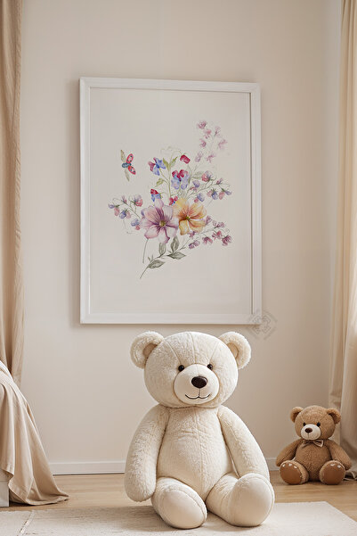 Basquiart Poster cu ramă albă pentru camera copiilor, camera bebelușilor, tab...