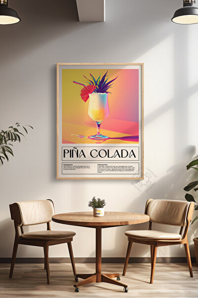 Basquiart Seria Cocktail Poster cu ramă din lemn, tablou, cafenea, restaurant...