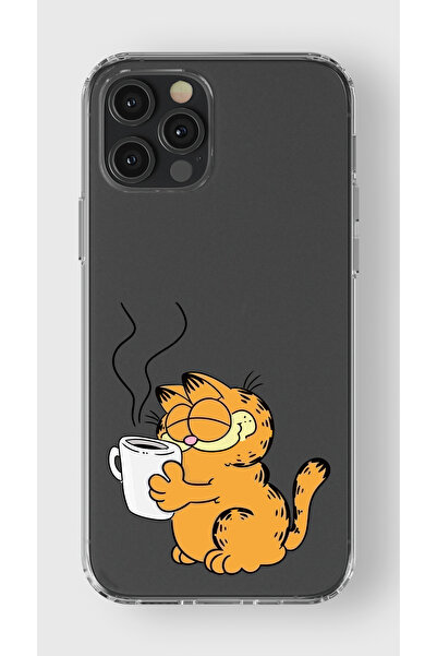 moonset Iphone 12 Pro Max Uyumlu Garfield Tasarımlı Baskılı Şeffaf Telefon Kı...