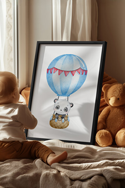 Basquiart Poster cu ramă neagră pentru camera copiilor, camera bebelușilor, t...