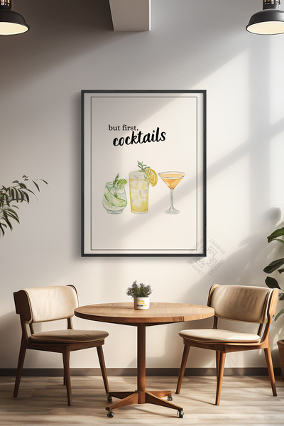 Basquiart Poster cu ramă neagră din seria Cocktail, tablou, cafenea, restaura...