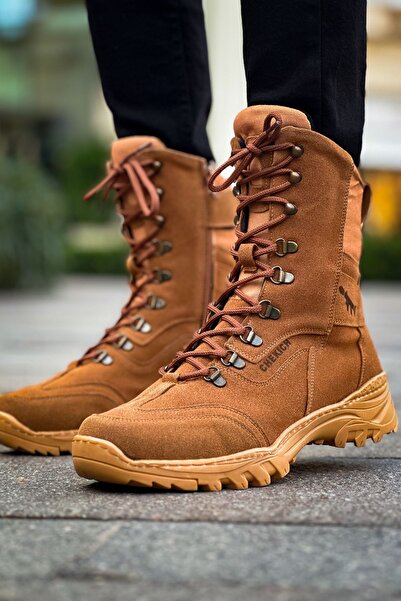 pabucmarketi Zippered Lace Detailed Men's Sneaker Boots Brown