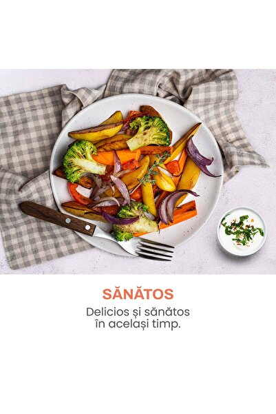 IMA TREND Friteuza Aer Cald Fara Ulei XL, Air fryer 8L, 1400W, Display Digital, 100 Tavi, Negru