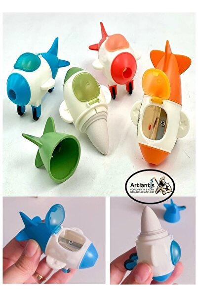 Artlantis Uçak Figürlü Silgili Kalemtraş 4 lü 1 Paket Bubu Uçak Şekilli Silgili Kalemtraş Sevimli Erkek Çocuk