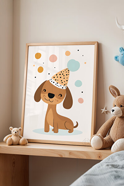 Basquiart Poster cu ramă din lemn pentru camera copiilor, camera bebelușilor,...