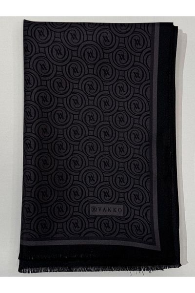Vakko Şal de mătase Tivil Monogram 41407-Negru