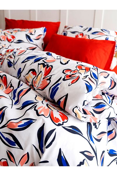 CAQQA Lilyum 4 Pillow Case Premium Double Duvet Cover Set |   Elastic Sheet
