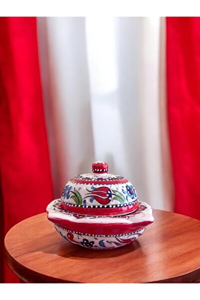 STORESZA El Yapımı Kutahya Çinisi Lale Motifli Çini Şekerlik