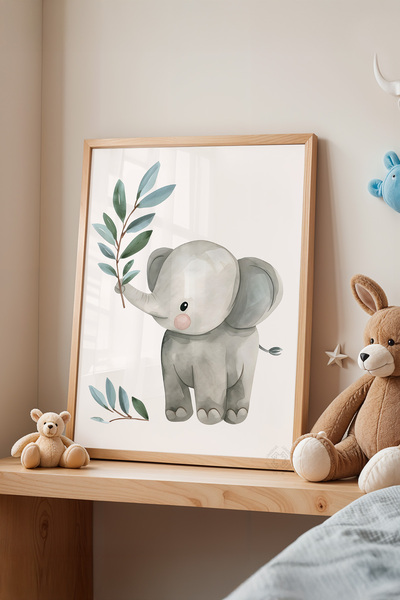 Basquiart Poster cu ramă din lemn pentru camera copiilor, camera bebelușilor,...