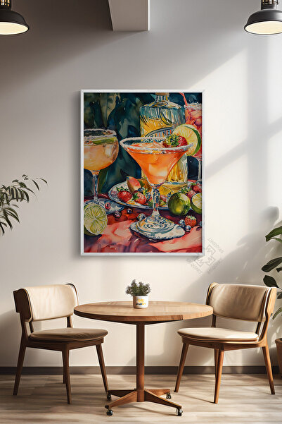 Basquiart Seria Cocktail Poster cu ramă albă, tablou, cafenea, restaurant, de...