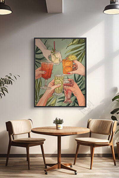 Basquiart Kokteyl Serisi Siyah Çerçeveli Poster, Tablo, Cafe, Restoran, Mutfak Duvar Dekoru No:29
