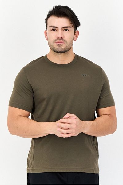 Reebok Men Sportswear Fit Short Sleeve Outdoor T-Shirt, Dark Olive