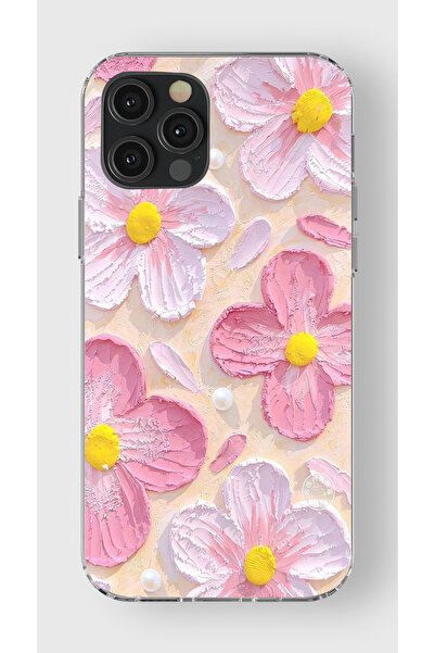 moonset Iphone 12 Pro Max Uyumlu Pastel Çiçek Tasarımlı Baskılı Şeffaf Telefo...