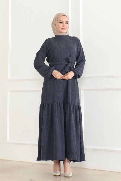 Nevayla Moda Katya Fabric Seasonal Dress / E0120 - Navy Blue