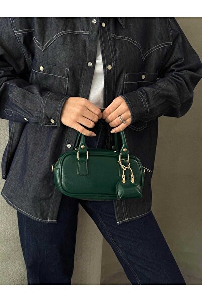 Çanta Trend Sueda Model Green Women's Hand Shoulder Bag with Accessories