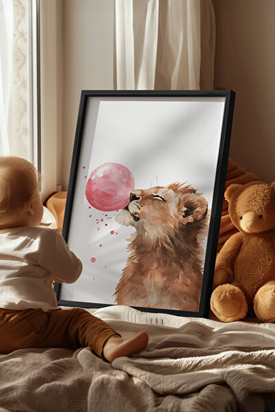 Basquiart Poster cu ramă neagră pentru camera copiilor, camera bebelușilor, t...