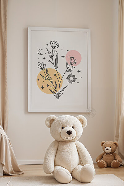 Basquiart Poster cu ramă albă pentru camera copiilor, camera bebelușilor, tab...