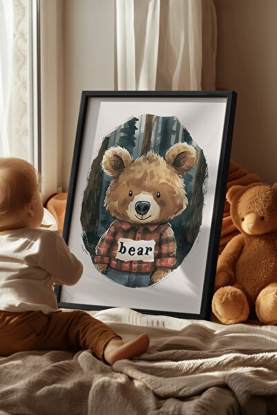 Basquiart Poster cu ramă neagră pentru camera copiilor, camera bebelușilor, t...