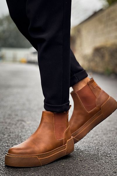 pabucmarketi Elastic Men's Chelsea Boots Brown