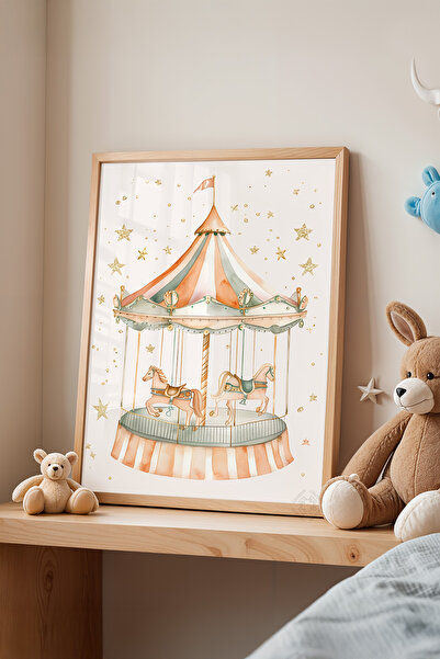 Basquiart Çocuk Odası, Bebek Odası Ahşap Çerçeveli Poster, Tablo No:50