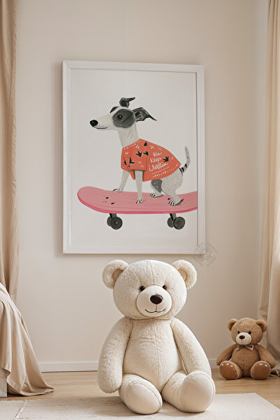 Basquiart Poster cu ramă albă pentru camera copiilor, camera bebelușilor, tab...