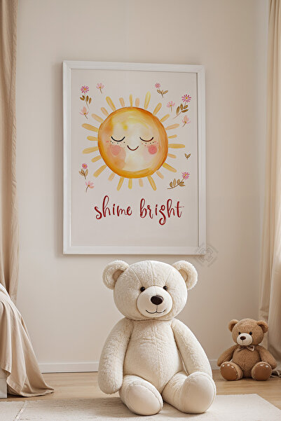 Basquiart Poster cu ramă albă pentru camera copiilor, camera bebelușilor, tab...