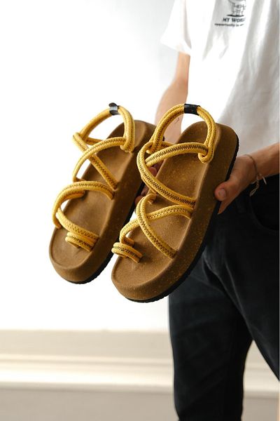 BOA BA0343 Ανδρικά - Bodrum Rope Rope Yellow Casual σανδάλια