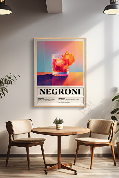 Basquiart Seria Cocktail Poster înrămat în lemn, tablou, cafenea, restaurant,...