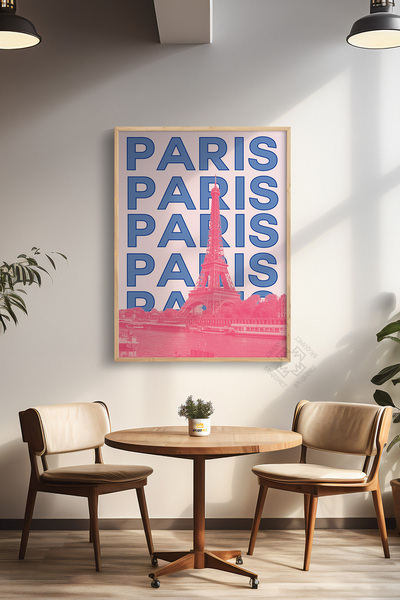 Basquiart Poster cu ramă din lemn din seria City, decor de perete pictat Nr.:76