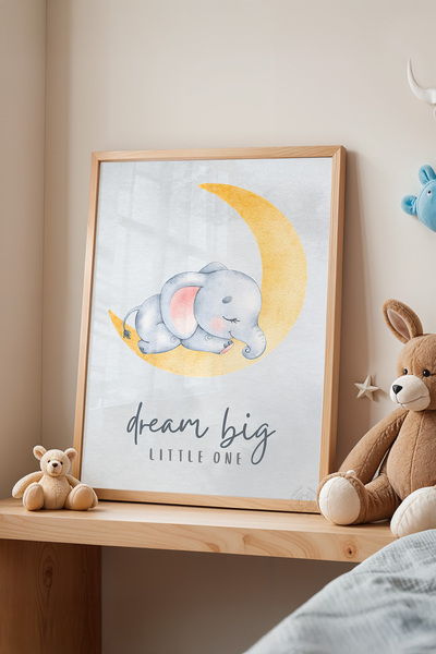 Basquiart Poster cu ramă din lemn pentru camera copiilor, camera bebelușilor,...