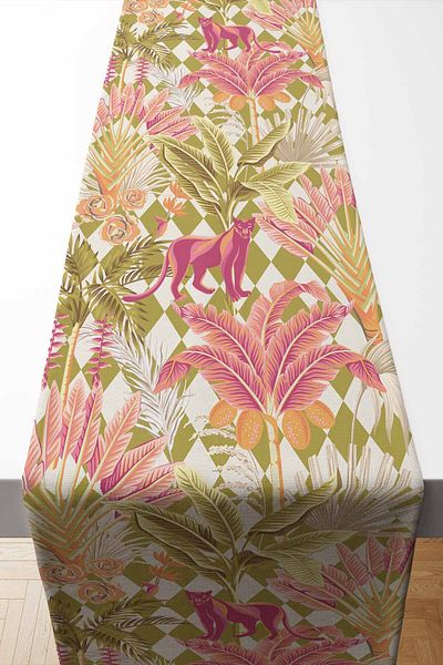 Pilloveland Runner Panther Patterned Suede Woven 140*40 cm