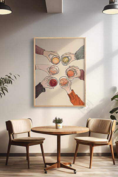 Basquiart Kokteyl Serisi Ahşap Çerçeveli Poster, Tablo, Cafe, Restoran, Mutfa...