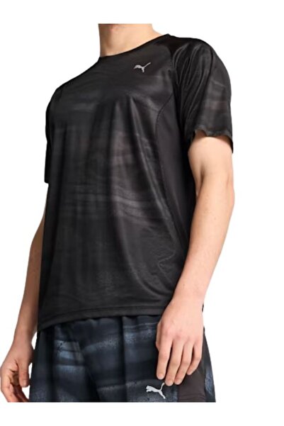 Puma Erkek Tişört RUN VELOCITY AOP TEE MPUMA Black 52659901