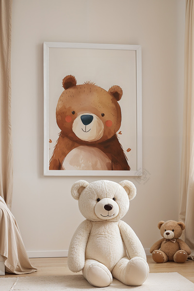 Basquiart Poster cu ramă albă pentru camera copiilor, camera bebelușilor, tab...