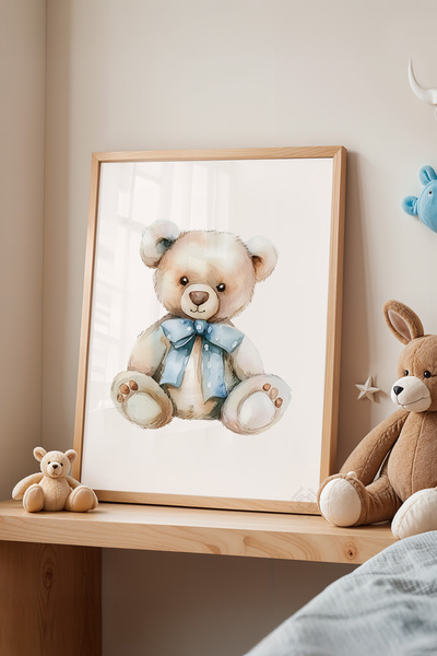 Basquiart Poster cu ramă din lemn pentru camera copiilor, camera bebelușilor,...