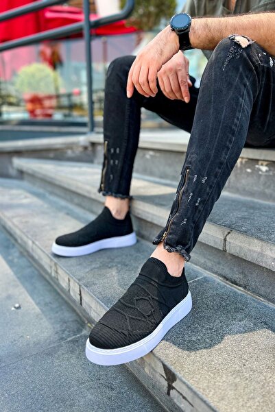 pabucmarketi Knitwear Fabric Men's Sports Shoes Black