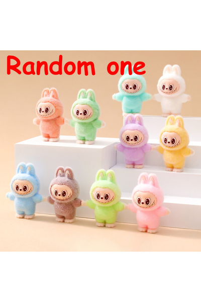 choice2 Random One B 9PCS/Set 4cm Cartoon Labubu Series Mini Flocking Exquisite Cute Doll Gift Diy Pendant A