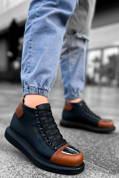 pabucmarketi Lace-Up Men's Sneaker Boots Black Tan