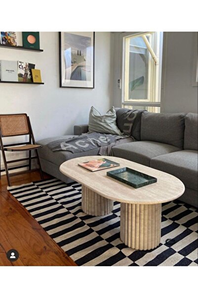 SMF MERMER Doğal Traverten Orta Sehpa