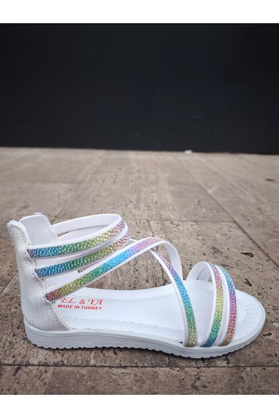 ARS Ayakkabı Girl's Orthopedic Sole Zippered Wedding Shoes, Anti-Slip Summer Sandals Stylish Children's Shoes