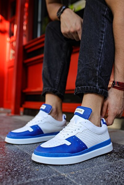 pabucmarketi Lace-Up Men's Sports Shoes White Cobalt Blue