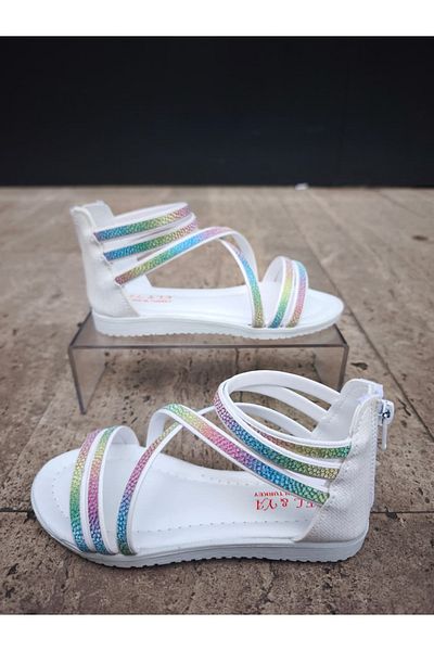 ARS Ayakkabı Girl's Orthopedic Sole Zippered Wedding Shoes, Anti-Slip Summer Sandals Stylish Children's Shoes