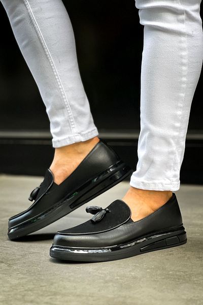 pabucmarketi Men's Casual Shoes with Tassels Black