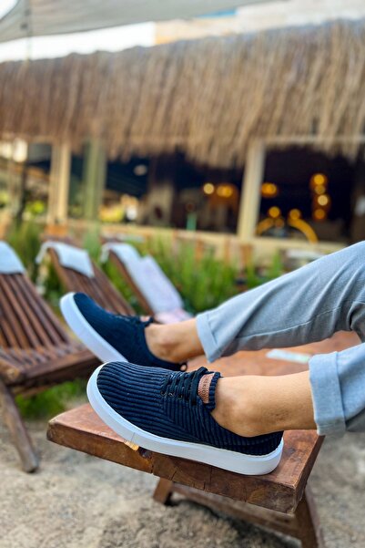 pabucmarketi Lace-Up Velvet Fabric Men's Casual Shoes Black