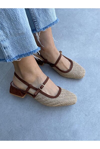 Denisa Straw Tan Suede Color Flat Shoes